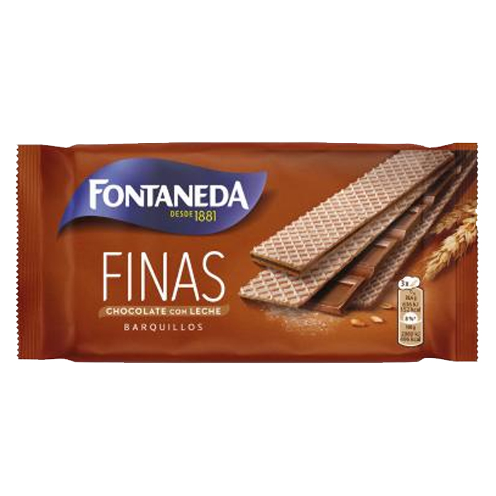FONTANEDA FINAS BARQUILLOS CON CHOCOLATE, 92g